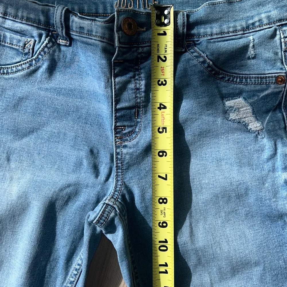 JUSTICE Distressed Mid-Rise Denim Jeans 12 PLUS Casual Stretchy Jeggings